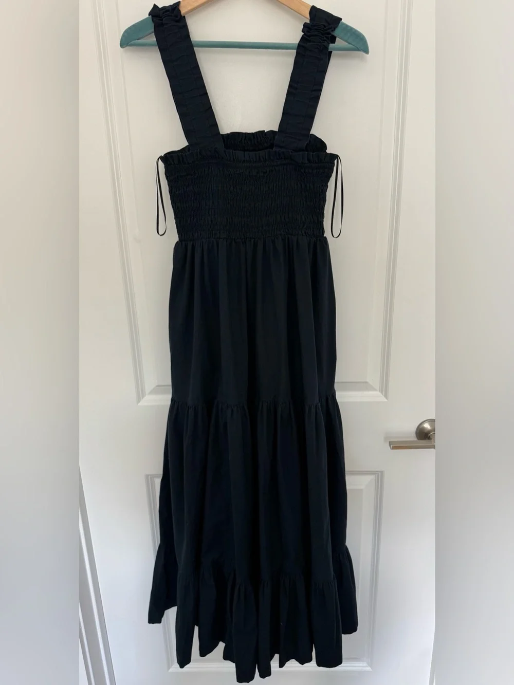 Abercrombie & Fitch Black Smocked Maxi Dress with Ruffle Straps